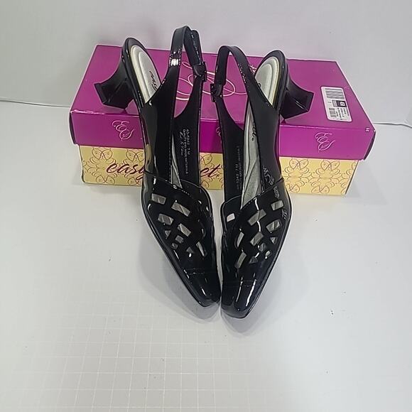 Easy Street Black Patent Slingback Pumps – Kitten/Block Heel – Women’s Sz 7 - Picture 6 of 10